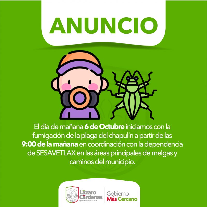 INICIA FUMIGACIÓN CONTRA EL CHAPULIN EN EL MUNICIPIO.